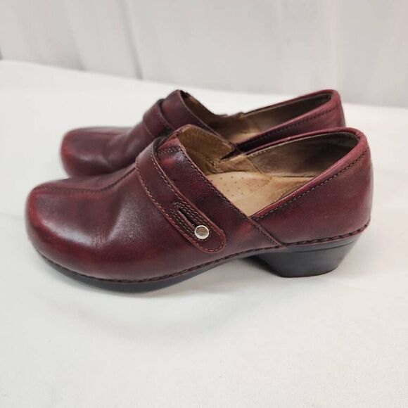 Dansko Womens 37 EU (6.5-7 US) Red Leather Solstice Cordovan Brushoff Clogs O - Picture 6 of 11